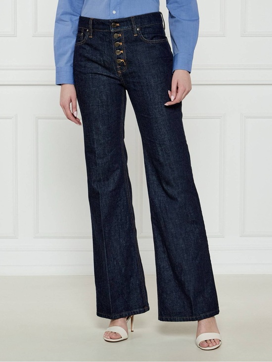 Lauren Ralph Lauren Denim - Lauren Ralph Lauren- High Rise Dark Blue Wide-Leg Button Fly Jeans • 18W • NWT